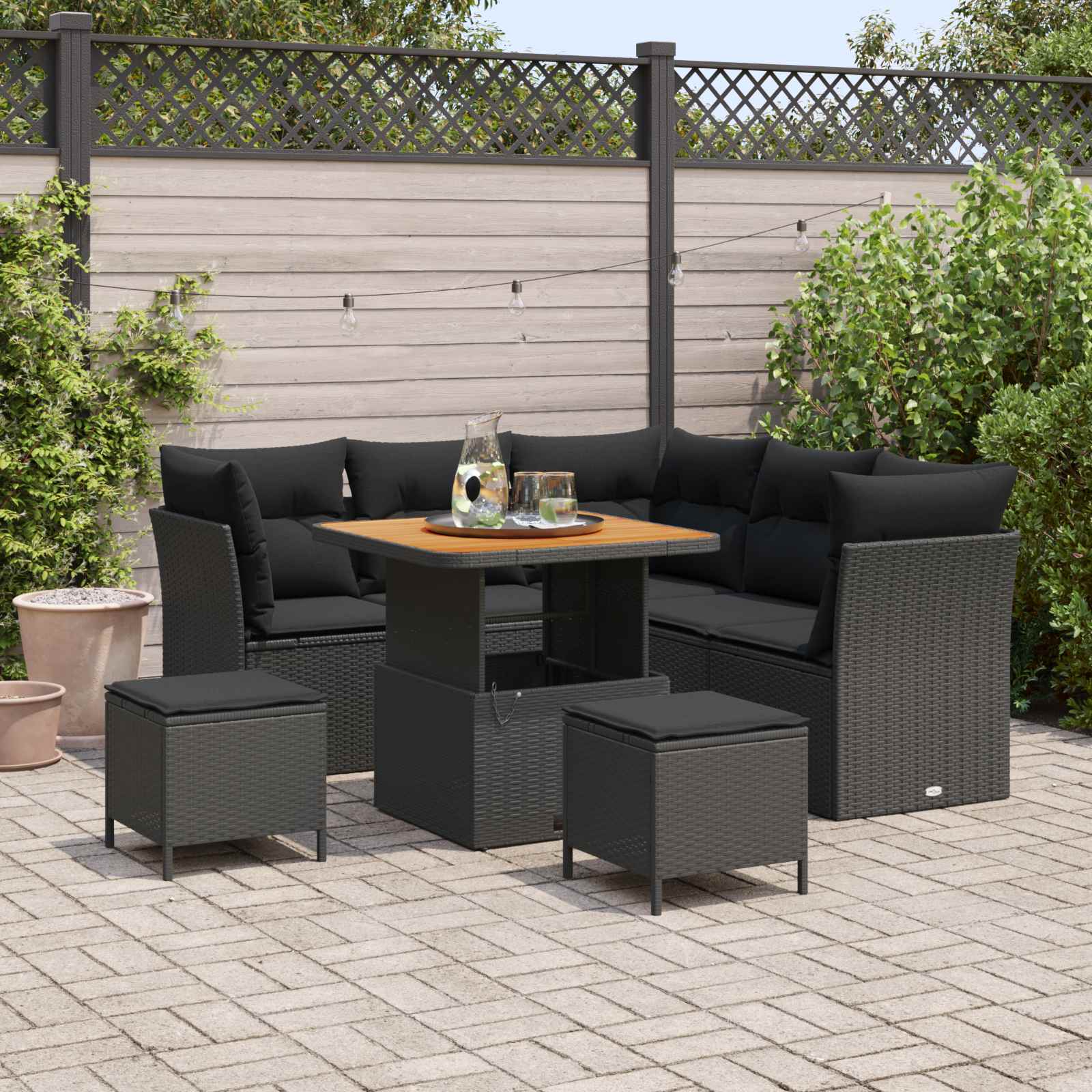 vidaXL Gartensofa-set 8 pcs Schwarz Poly-Rattan