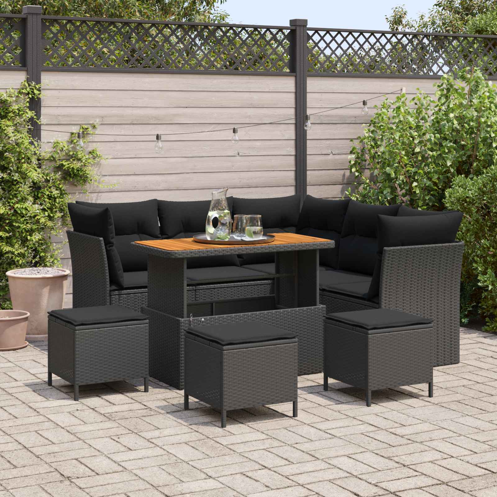 vidaXL Gartensofa-set 9 pcs Schwarz Poly-Rattan