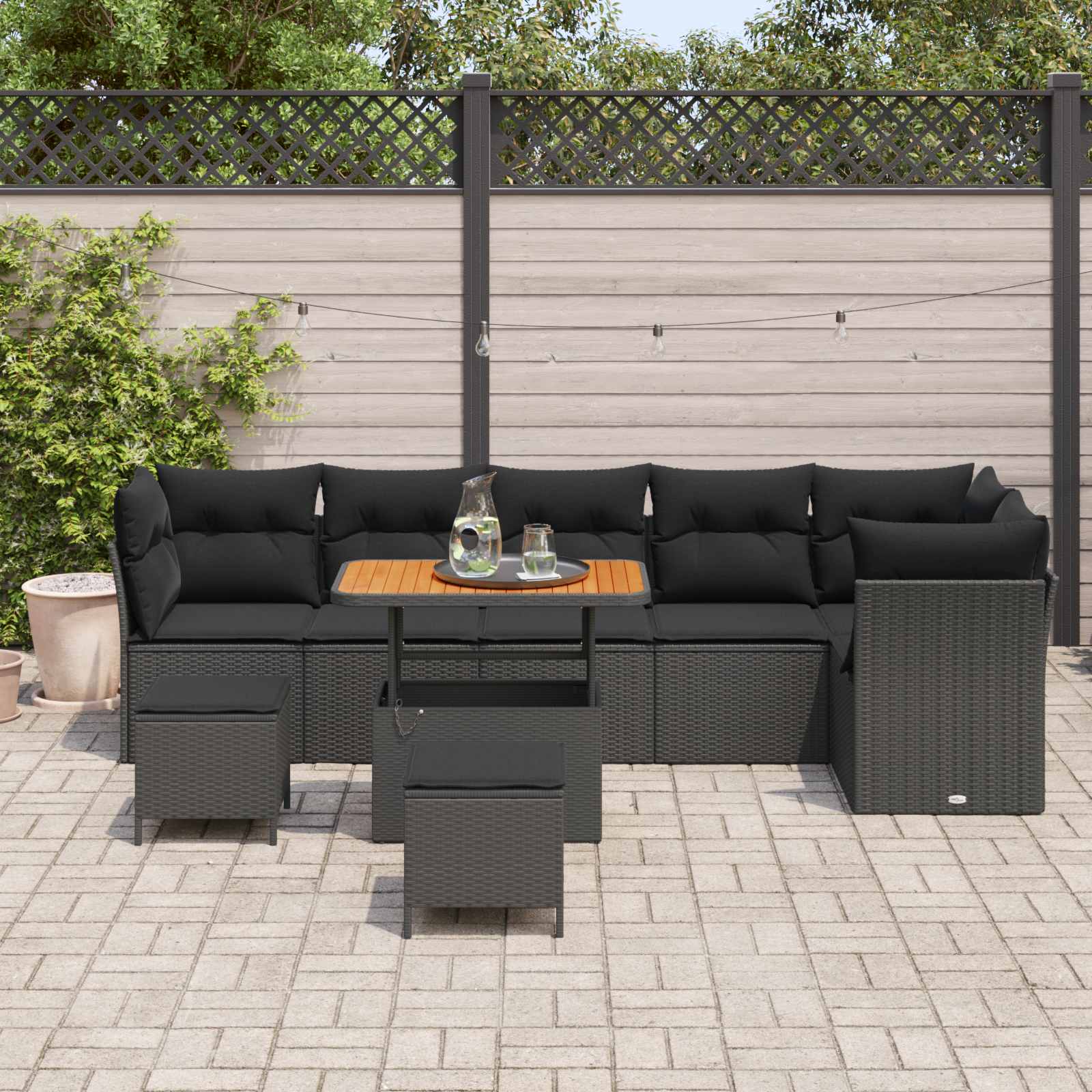 Thumbnail - vidaXL Gartensofa-set 9 pcs Schwarz Poly-Rattan