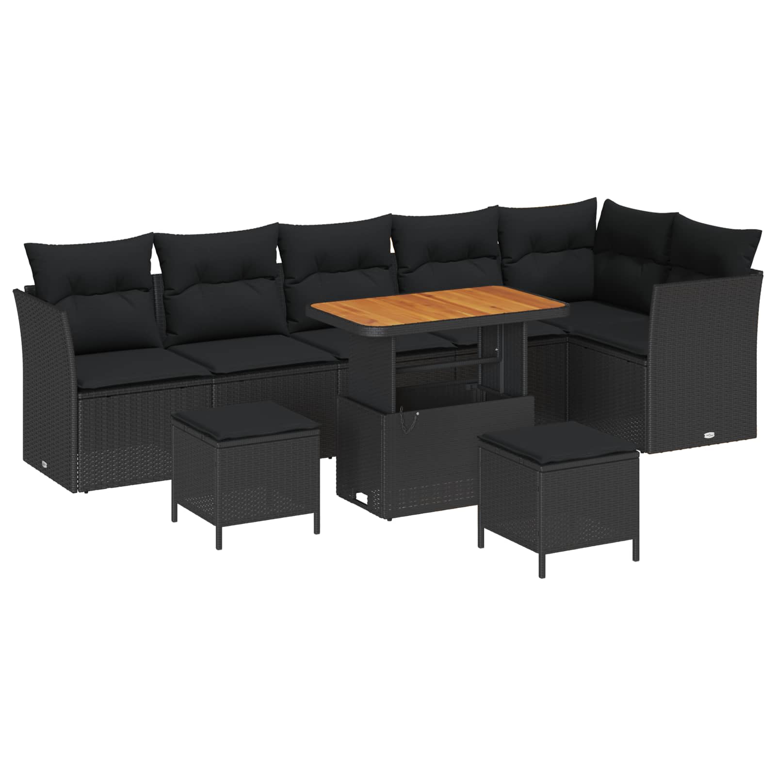 Thumbnail - vidaXL Gartensofa-set 9 pcs Schwarz Poly-Rattan