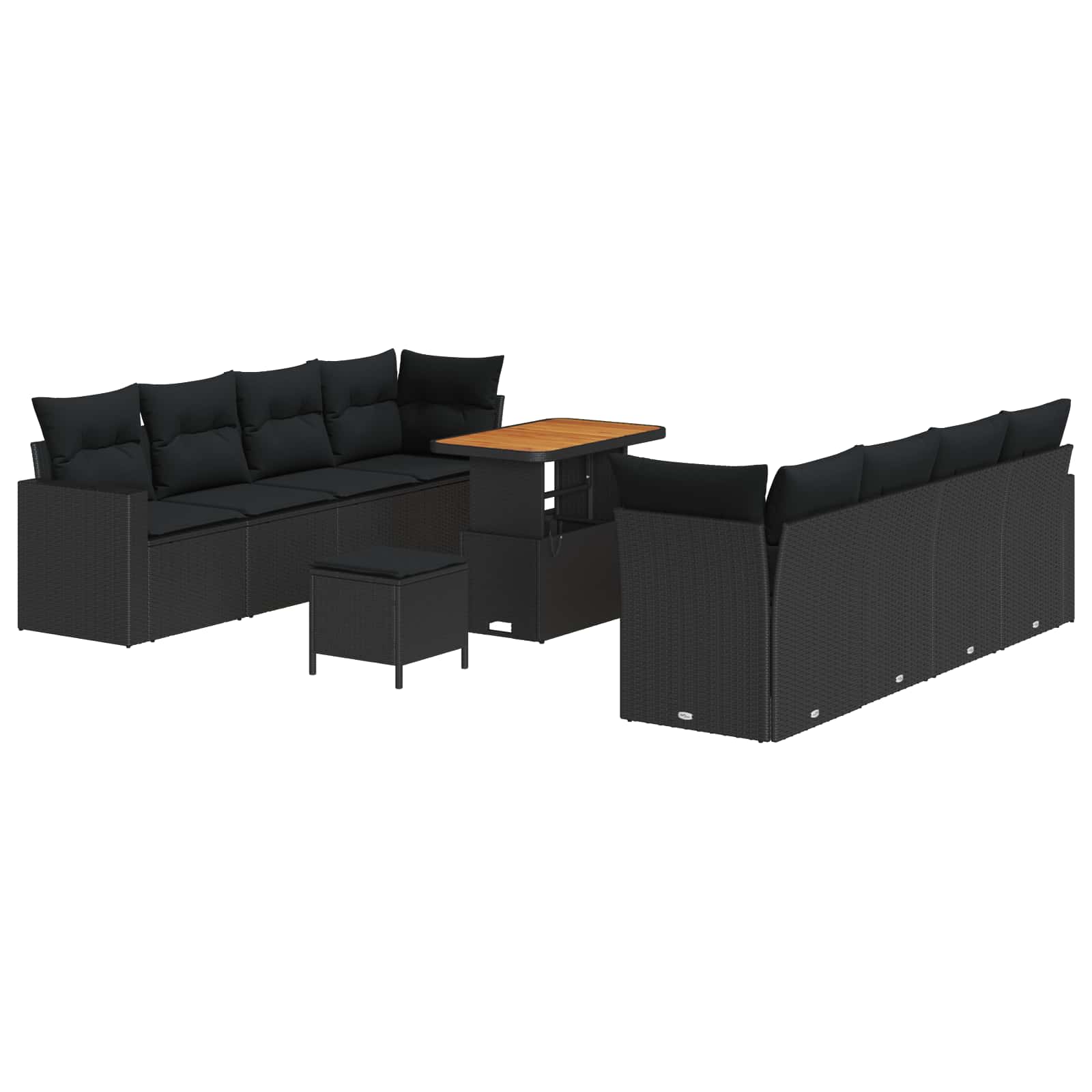 vidaXL Garten-Sofa-Set 11 pcs Schwarz Poly-Rattan
