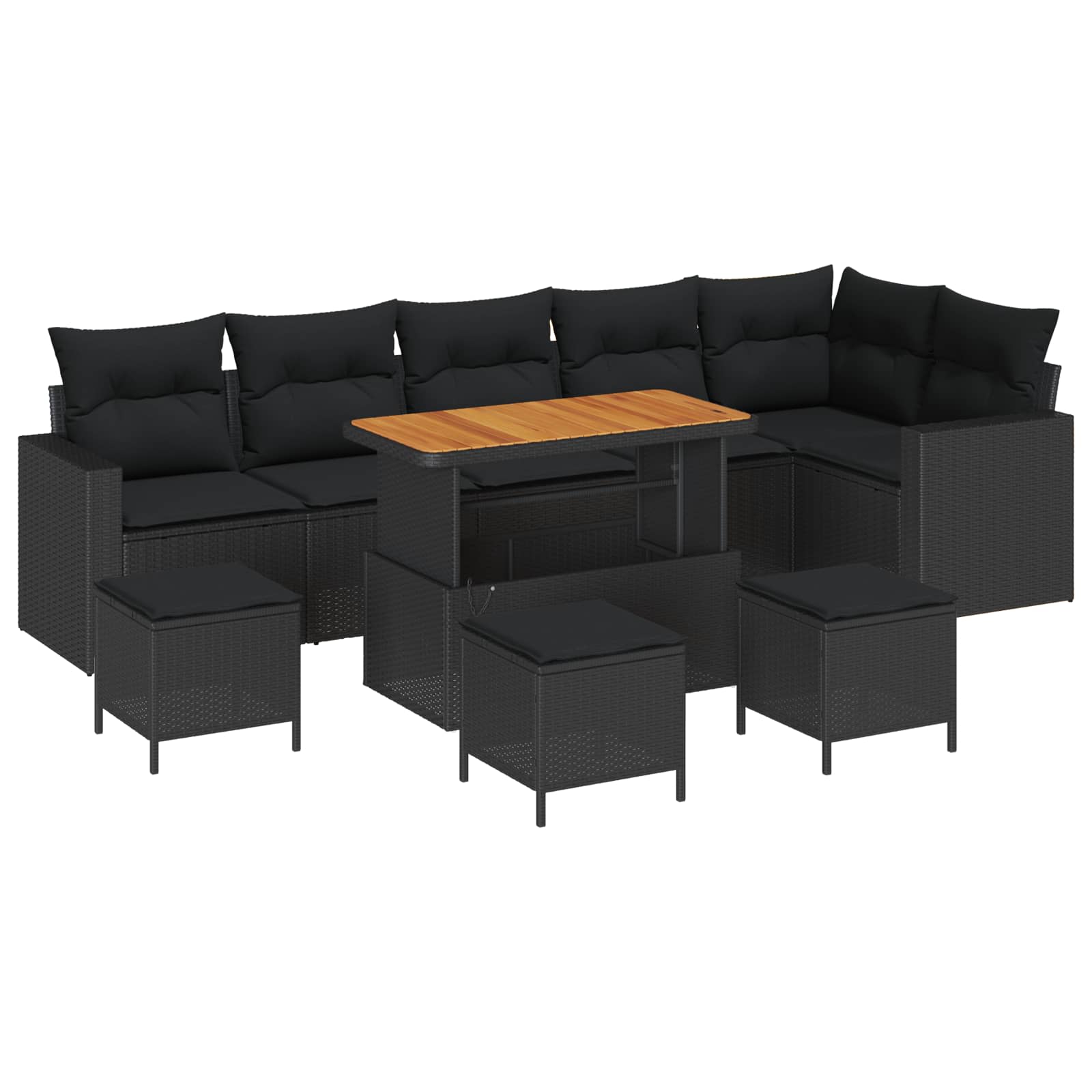 vidaXL Gartensofa-set 10 pcs Schwarz Poly-Rattan