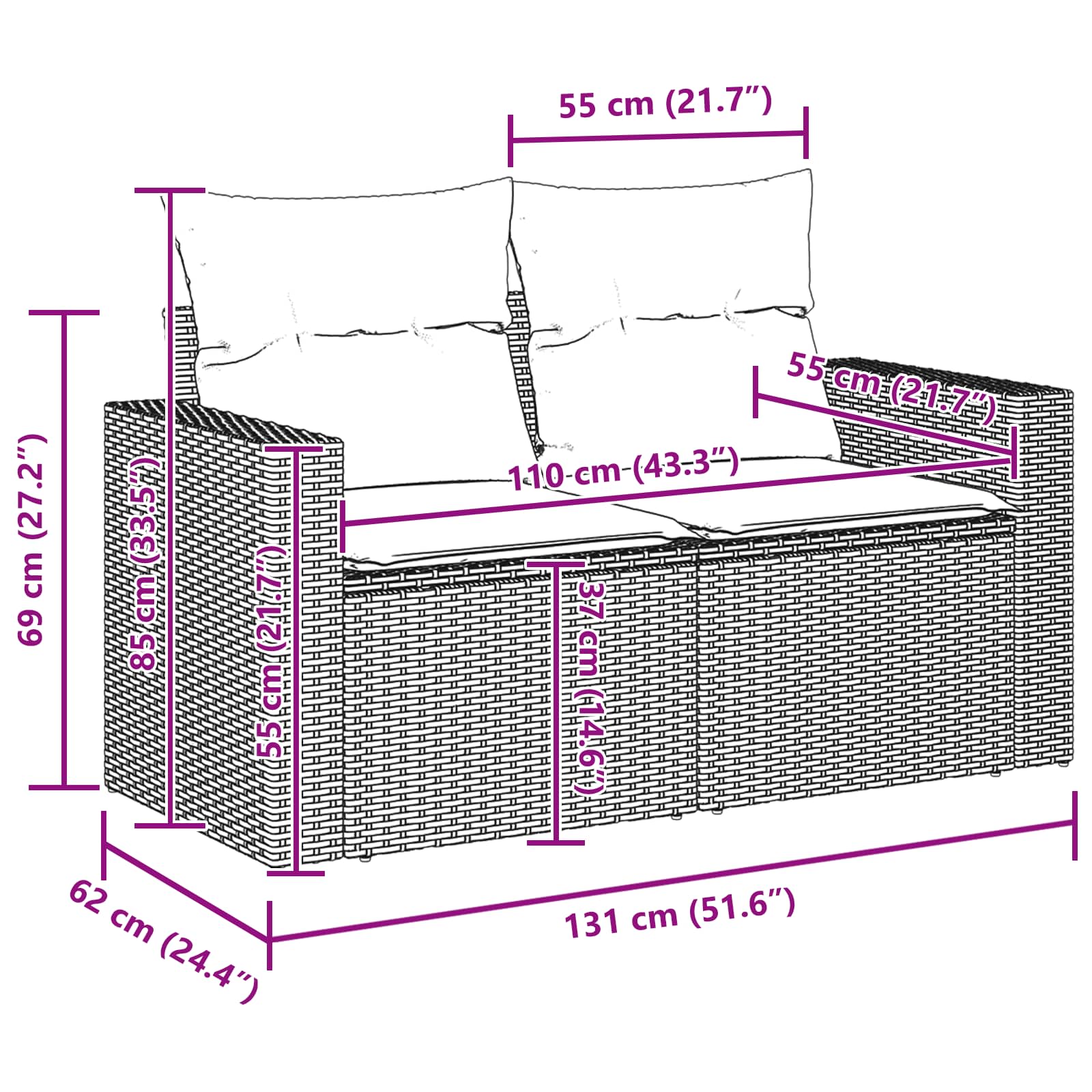 13 delers have sofa sæt med puder Sort poly rattan Akacietræ, vidaXL 3 delers have spisesæt med puder Sort poly rattan Akacietræ 11 8721288417831 wbg