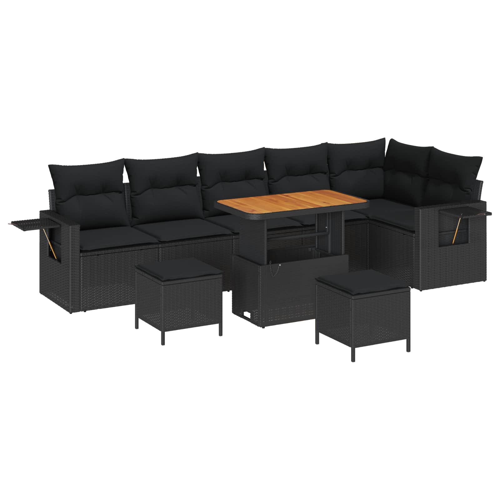 vidaXL Garten-Sofa-Set 9 pcs Schwarz Poly-Rattan