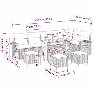 Sada zahradních pohovek 10 pcs Béžová polyratan - obrázek 15