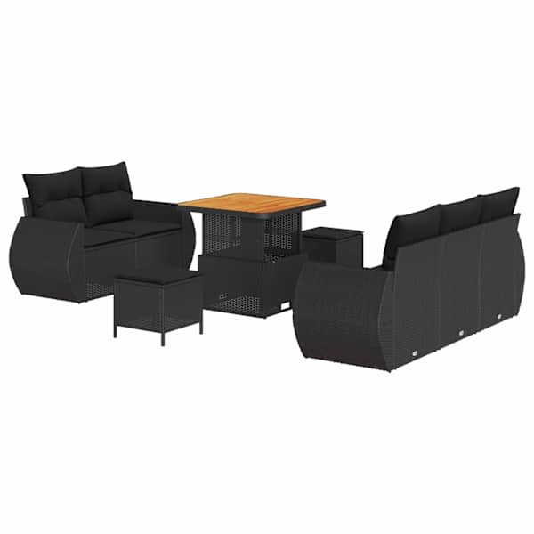 vidaXL Aia Diivanikomplekt 8 tk Must pol&uuml;rotang