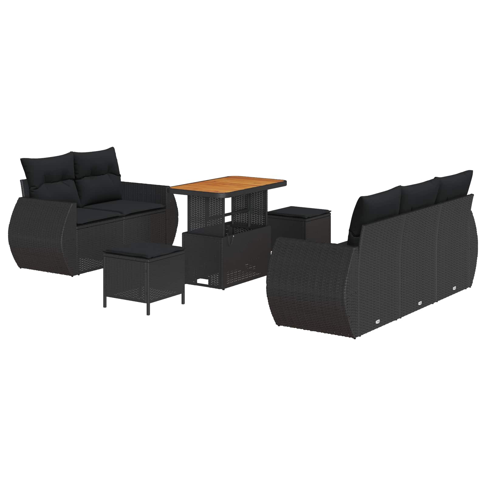 vidaXL Gartensofa-set 8 pcs Schwarz Poly-Rattan