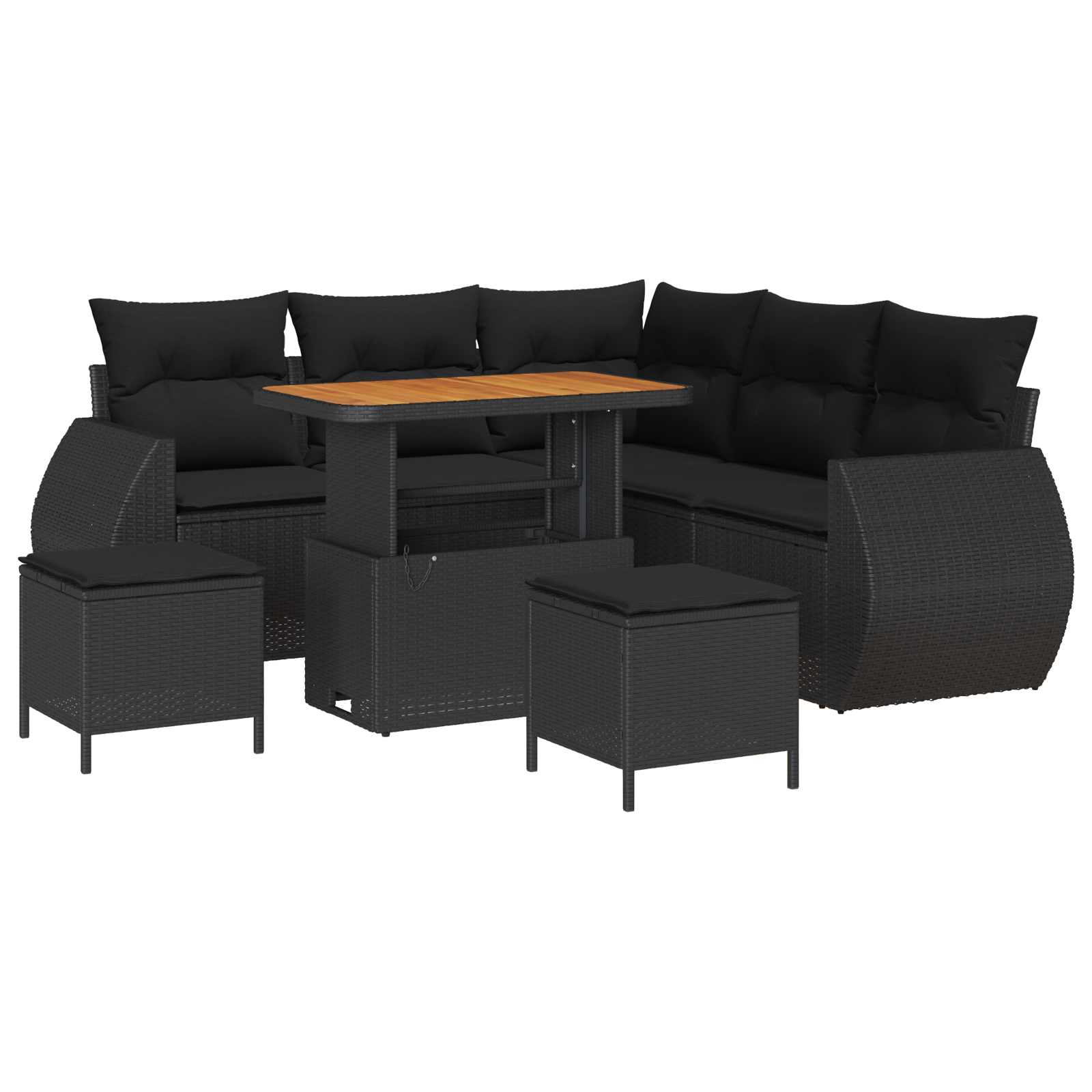 vidaXL Hagesofa Set 8 pcs Svart polyrotting