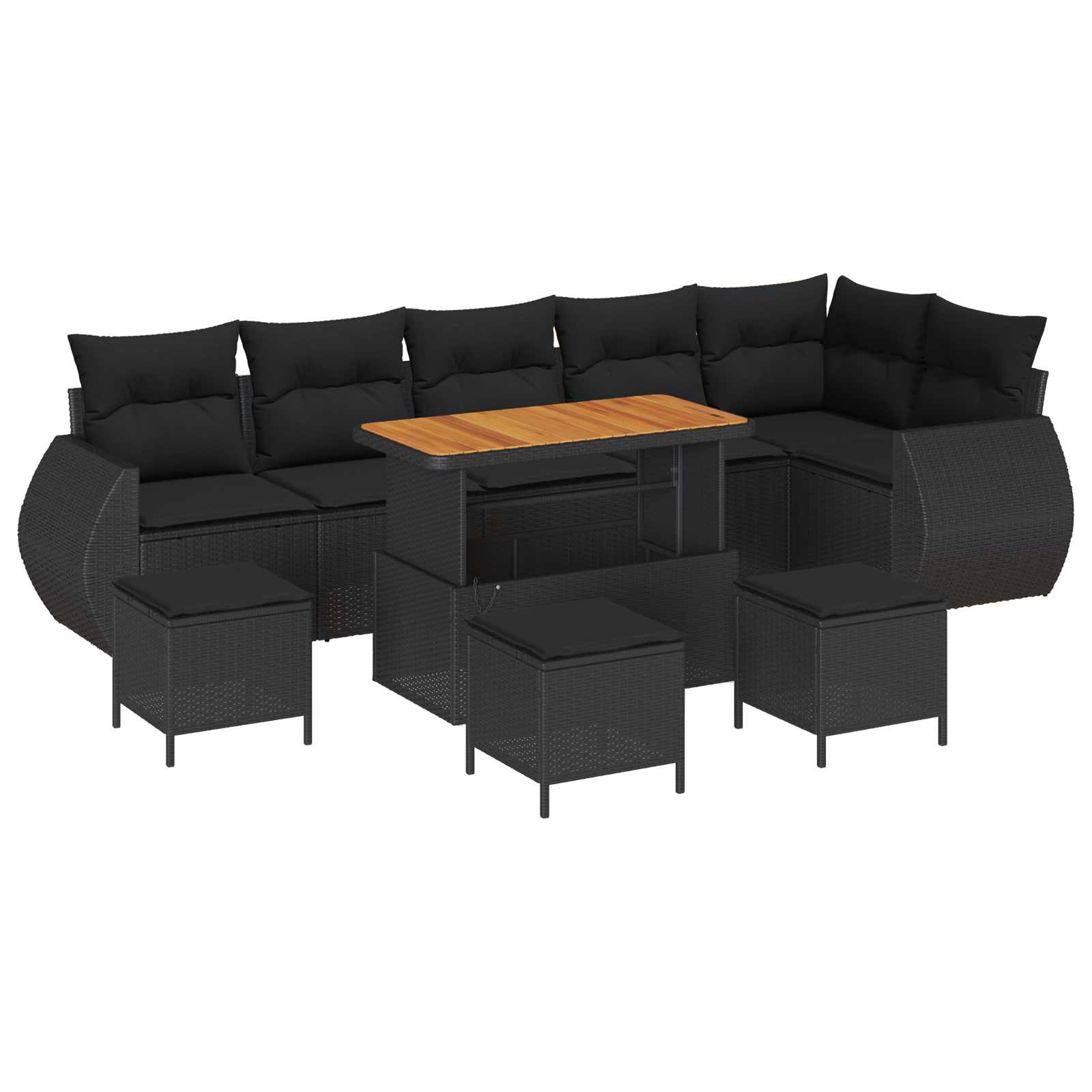 vidaXL Garten-Sofa-Set 10 pcs Schwarz Poly-Rattan