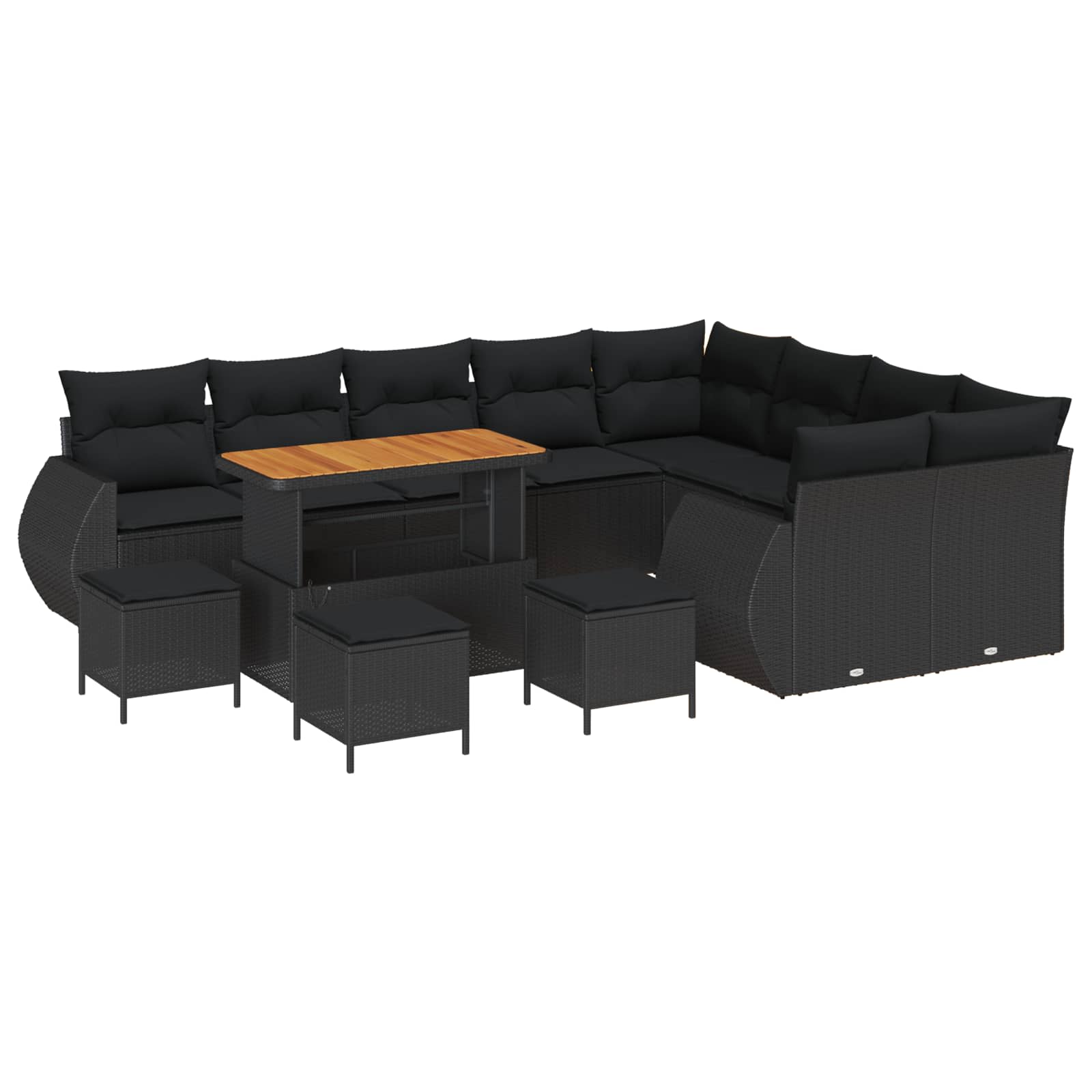vidaXL Gartensofa-set 13 pcs Schwarz Poly-Rattan