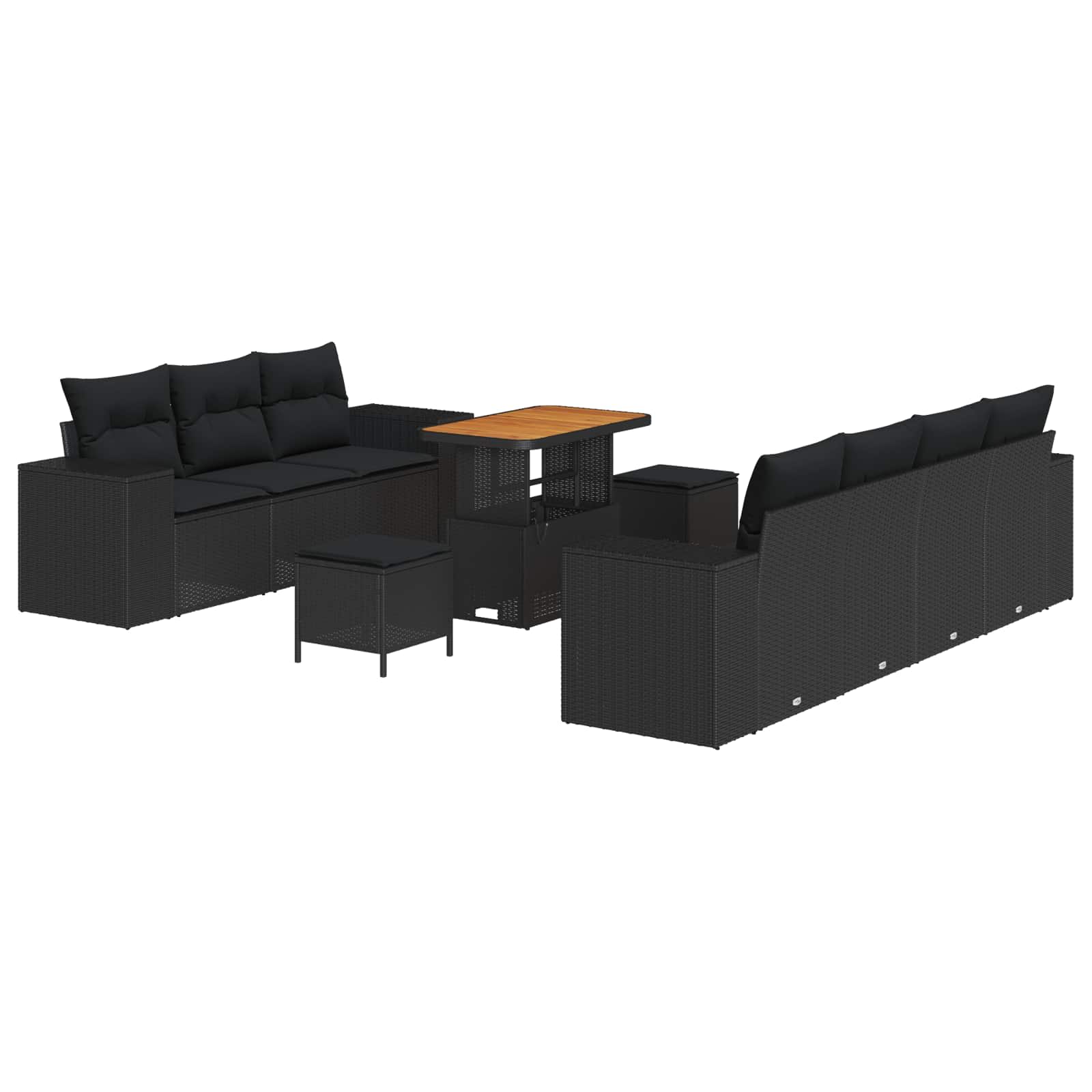 vidaXL Garten-Sofa-Set 10 pcs Schwarz Poly-Rattan