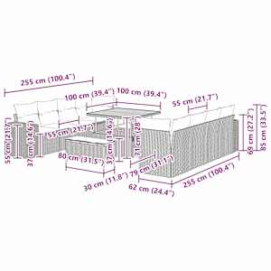 Sada zahradních pohovek s polštářem 11 pcs Šedá polyratan - obrázek 14
