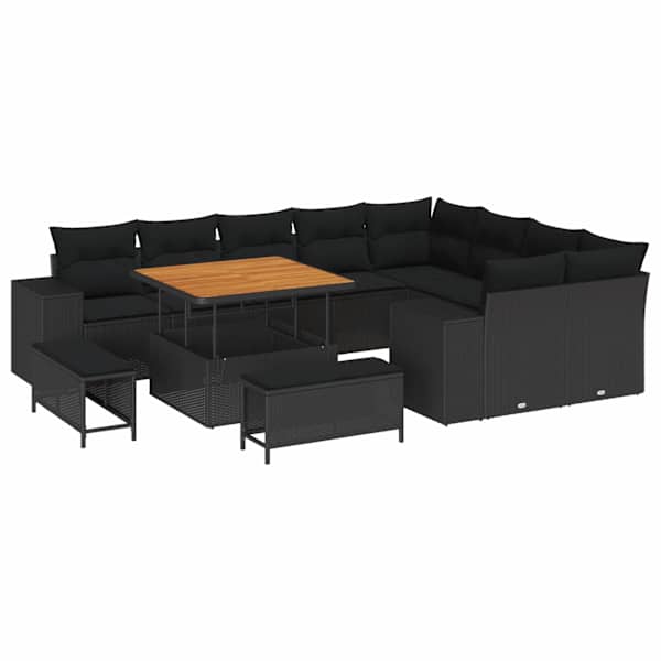 vidaXL Aia Diivanikomplekt 12 tk Must pol&uuml;rotang
