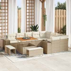 Vrtna sedežna garnitura z blazino 12 pcs Bež poli ratan