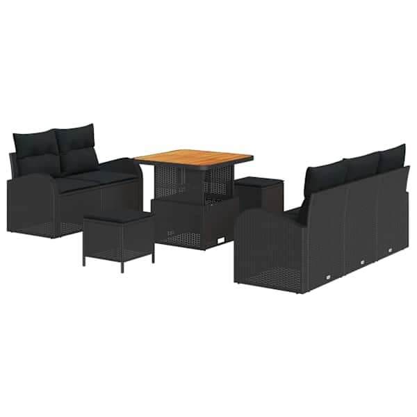 vidaXL Aia Diivanikomplekt 8 tk Must pol&uuml;rotang