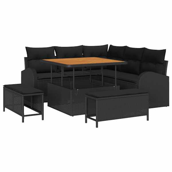 vidaXL Aia Diivanikomplekt 8 tk Must pol&uuml;rotang