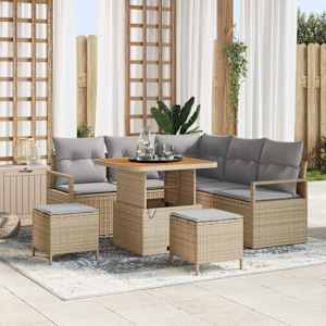 Vrtna sedežna garnitura z blazino 8 pcs Bež poli ratan