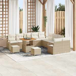 Vrtna sedežna garnitura z blazino 13 pcs Bež poli ratan