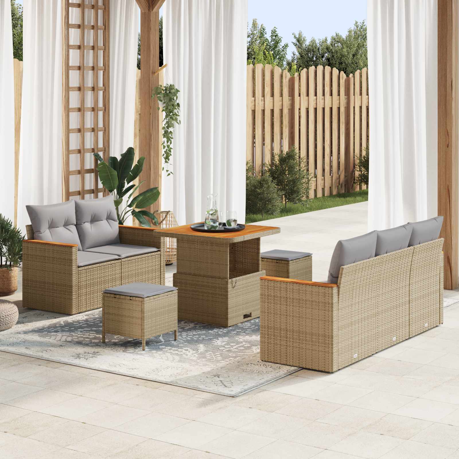 vidaXL Set de canapele pentru grădină 8 pcs Bej poliratan