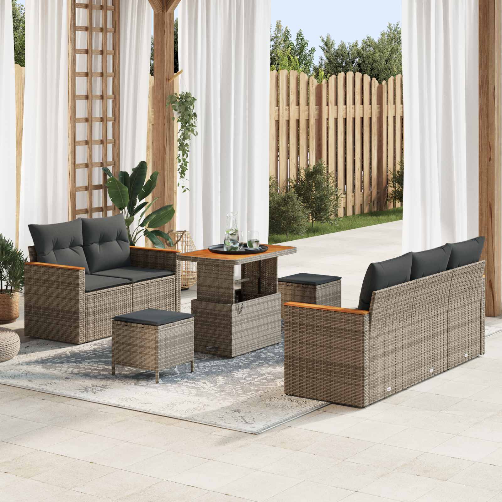 vidaXL Gartensofa-set 8 pcs Grau Poly-Rattan vidaXL Gartensofa-set 8 pcs Grau Poly-Rattan