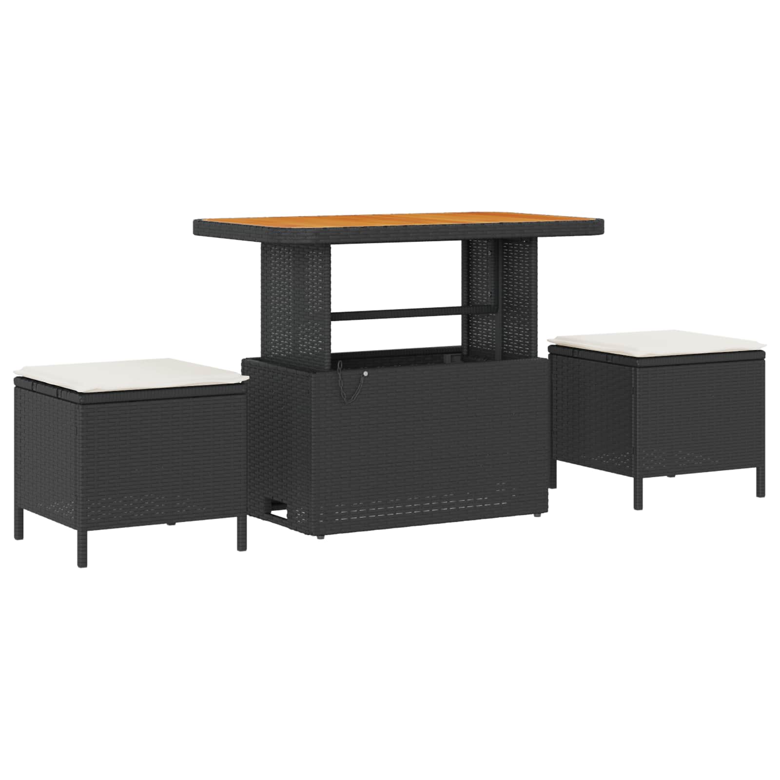 10-delige tuinset met kussens zwart poly rattan acacia - Afbeelding 6