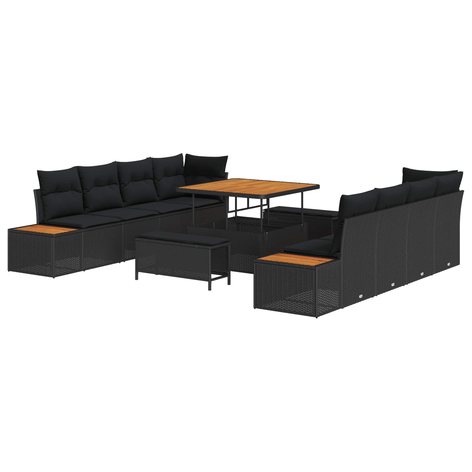 Thumbnail - vidaXL Gartensofa-set 11 pcs Schwarz Poly-Rattan