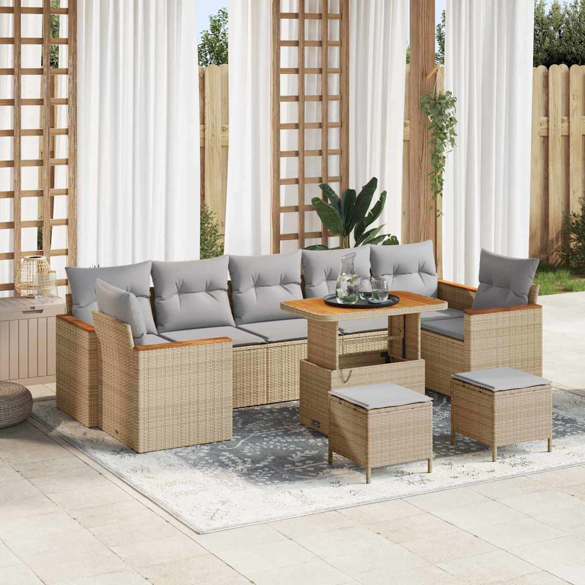 Havesofa Sæt 10 stk. polyrattan