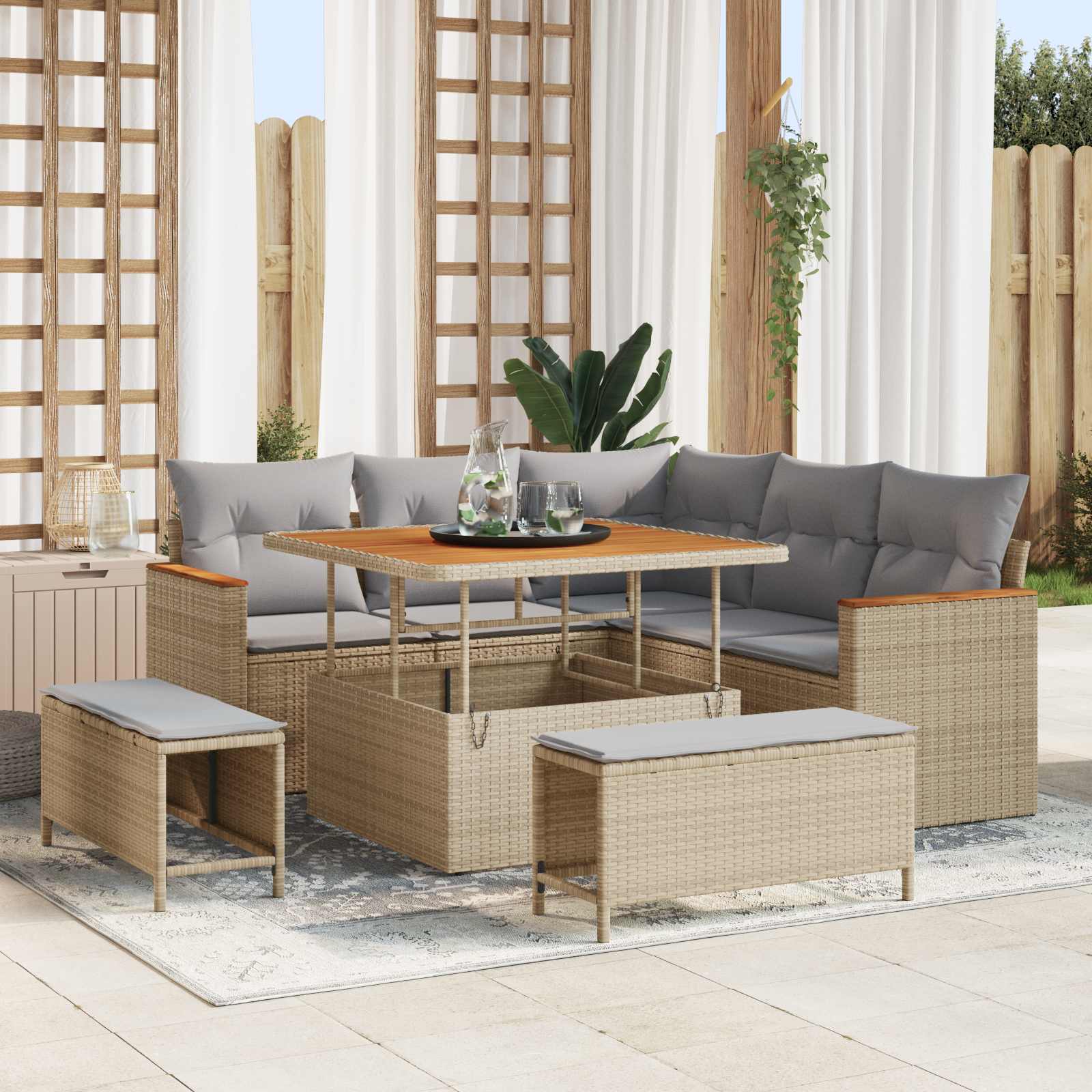vidaXL Set de canapele pentru grădină 8 pcs Bej poliratan