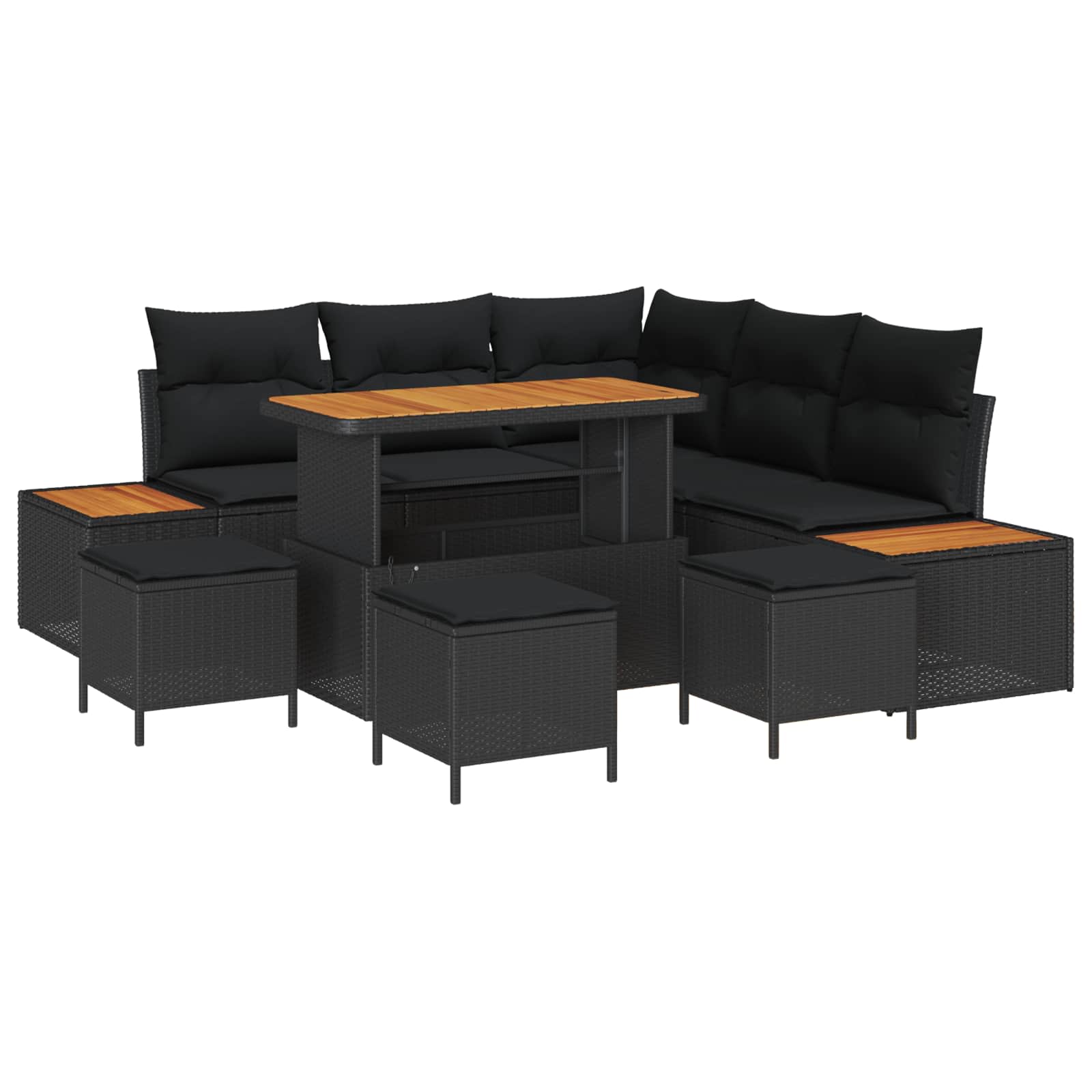 vidaXL Gartensofa-set 9 pcs Schwarz Poly-Rattan