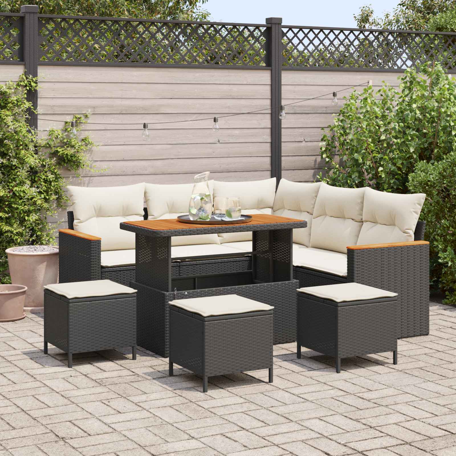 vidaXL Set de canapele pentru grădină 9 pcs Negru poliratan