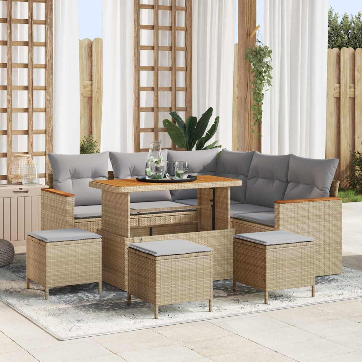 Havesofa Sæt 9 stk. polyrattan