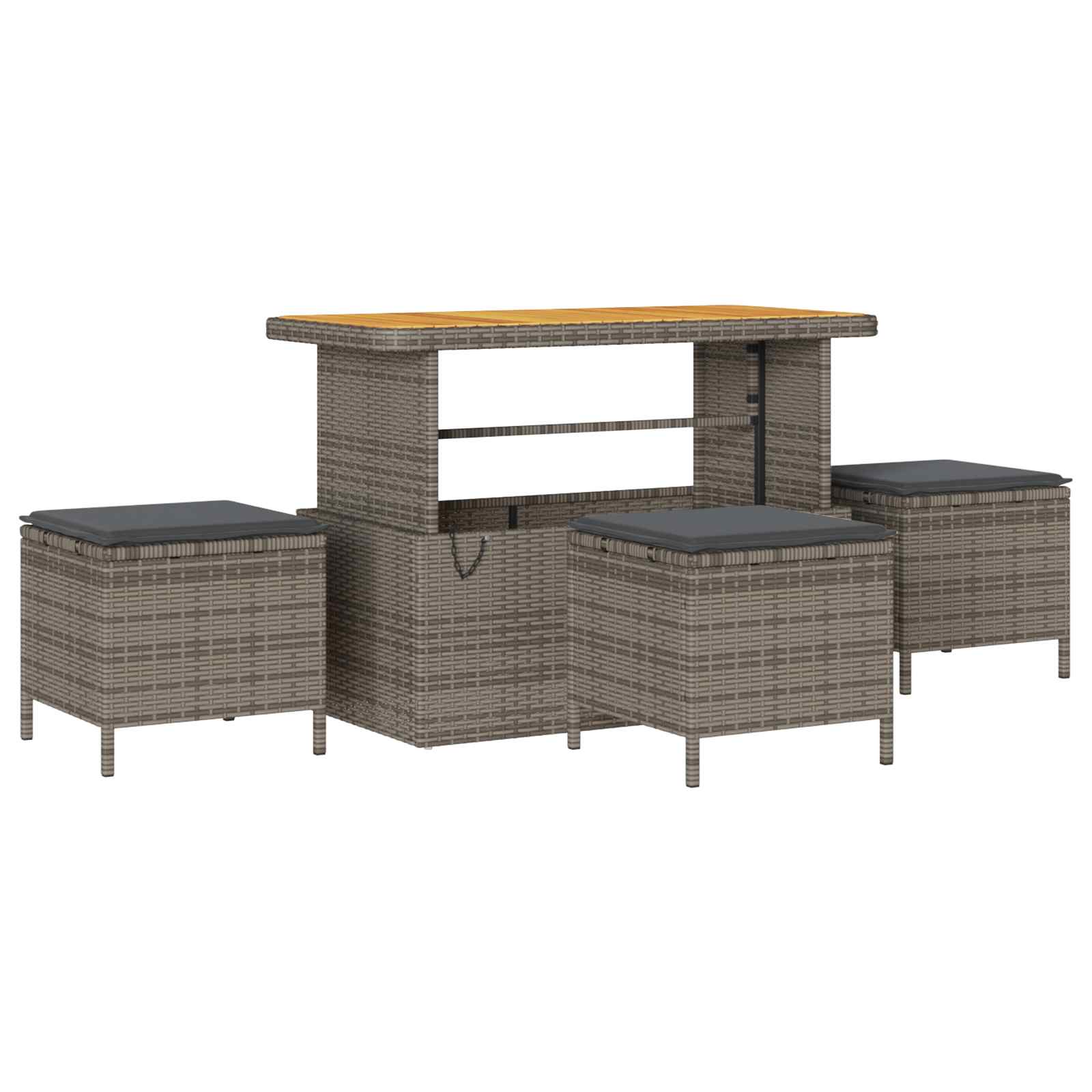 10-delige Tuinbankenset met kussens poly rattan acacia grijs - Afbeelding 7
