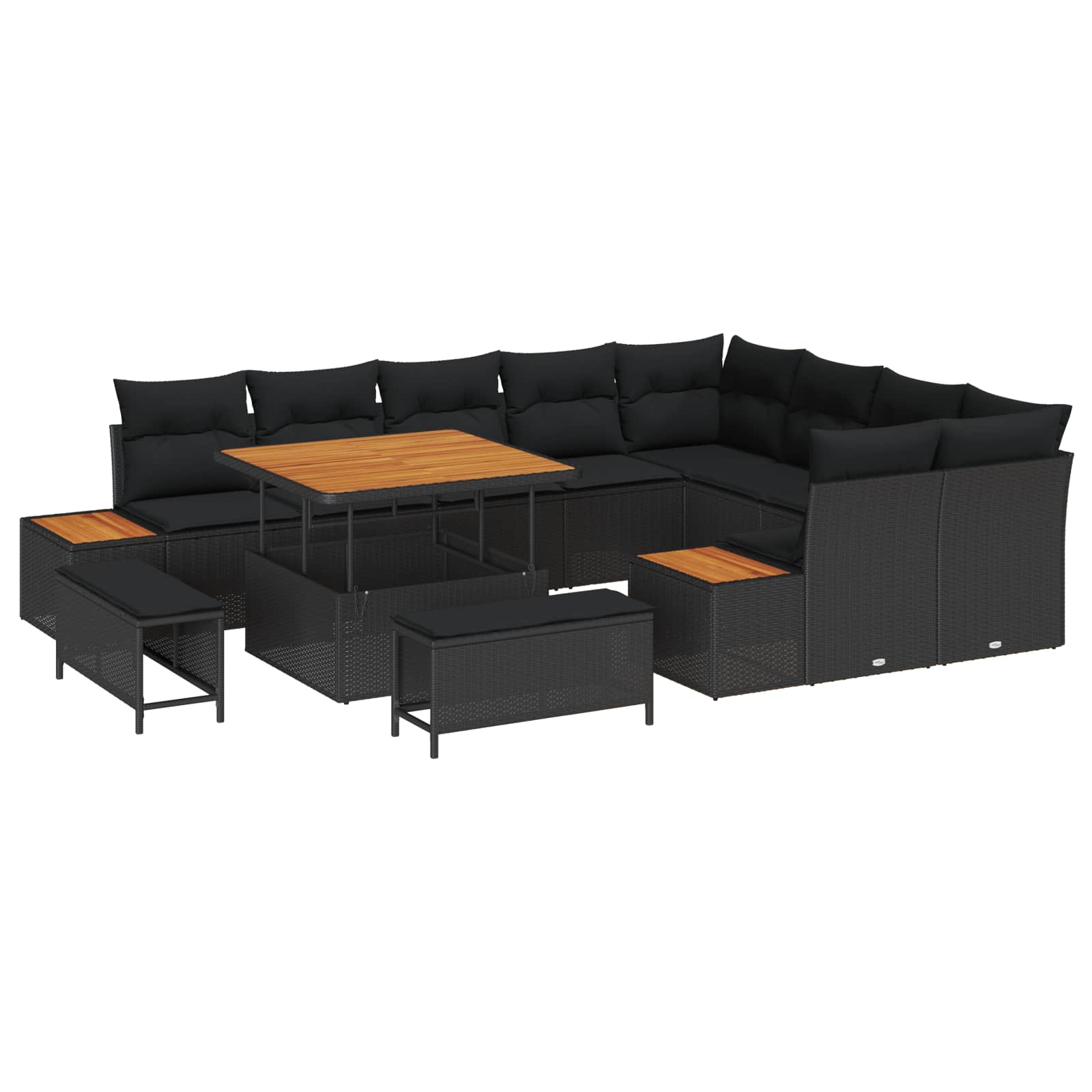 vidaXL Gartensofa-set 12 pcs Schwarz Poly-Rattan