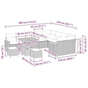 Sada zahradních pohovek 12 pcs Černá polyratan - obrázek 14