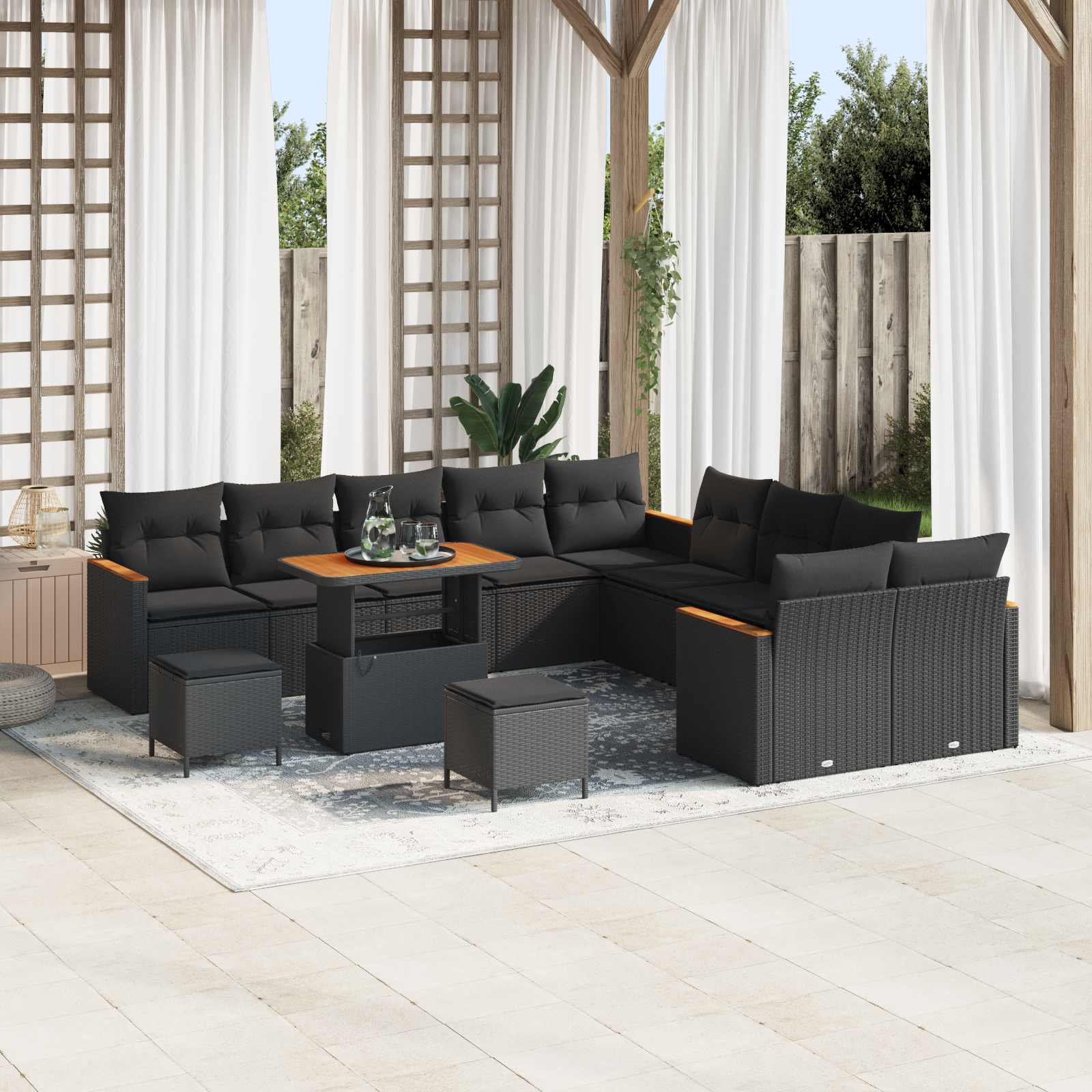 vidaXL Set de canapele pentru grădină 13 pcs Negru poliratan