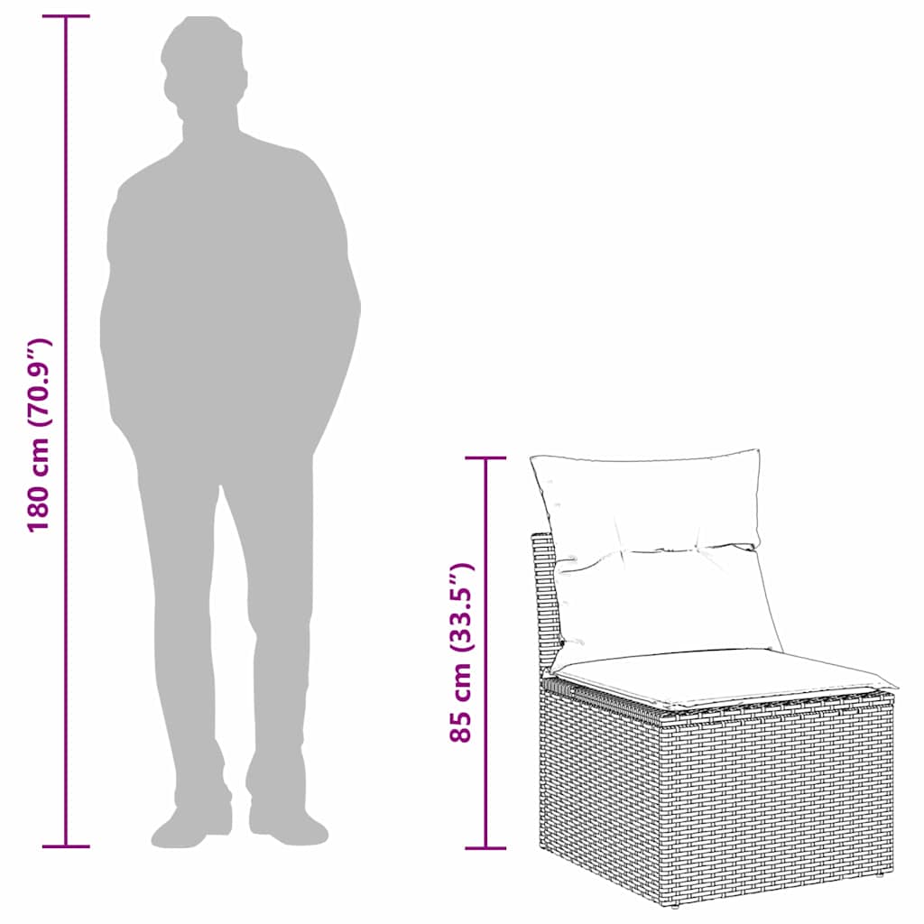 Vrtna sedežna garnitura 8 pcs Črna poli ratan - slika 13