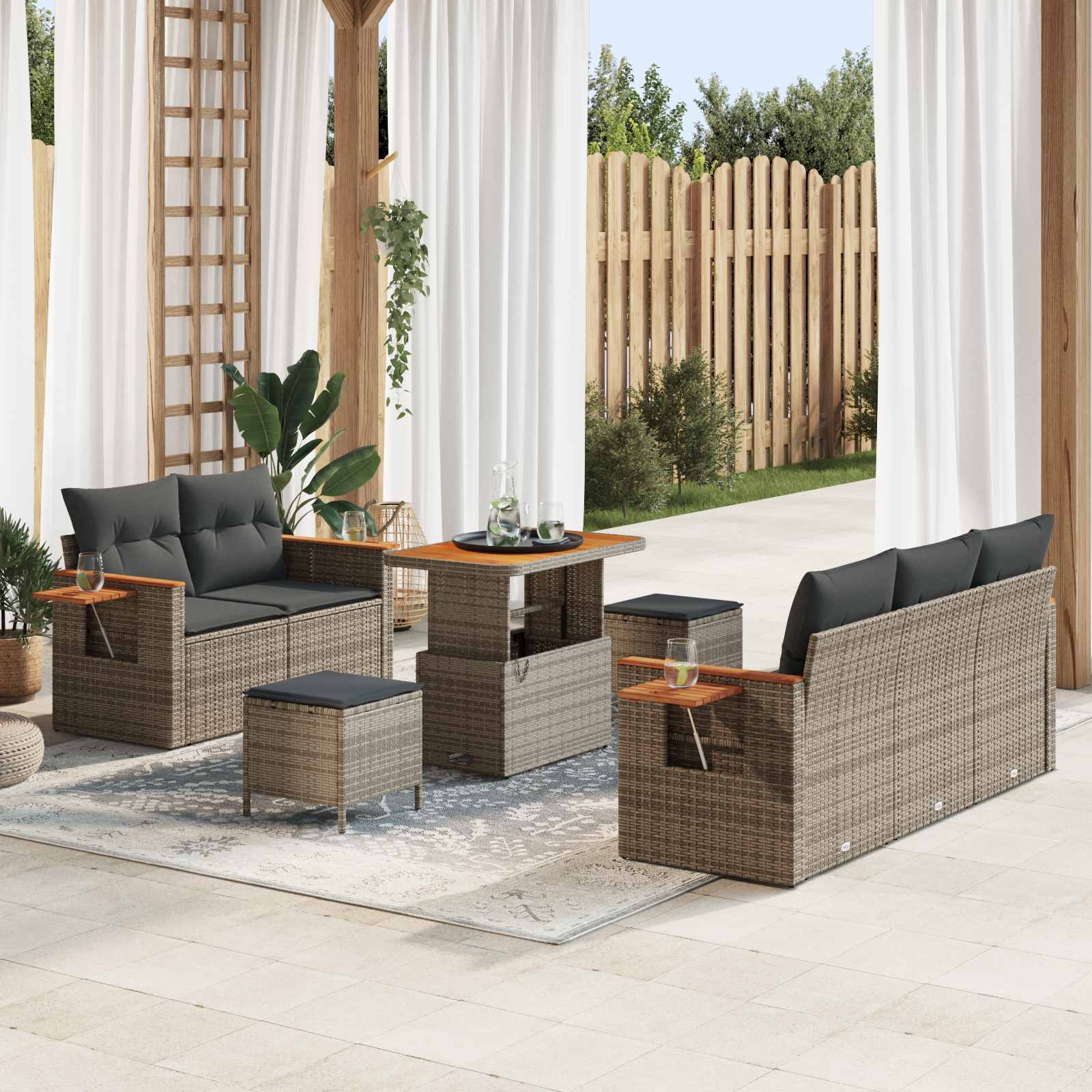 vidaXL Set de canapele pentru grădină 8 pcs Gri poliratan