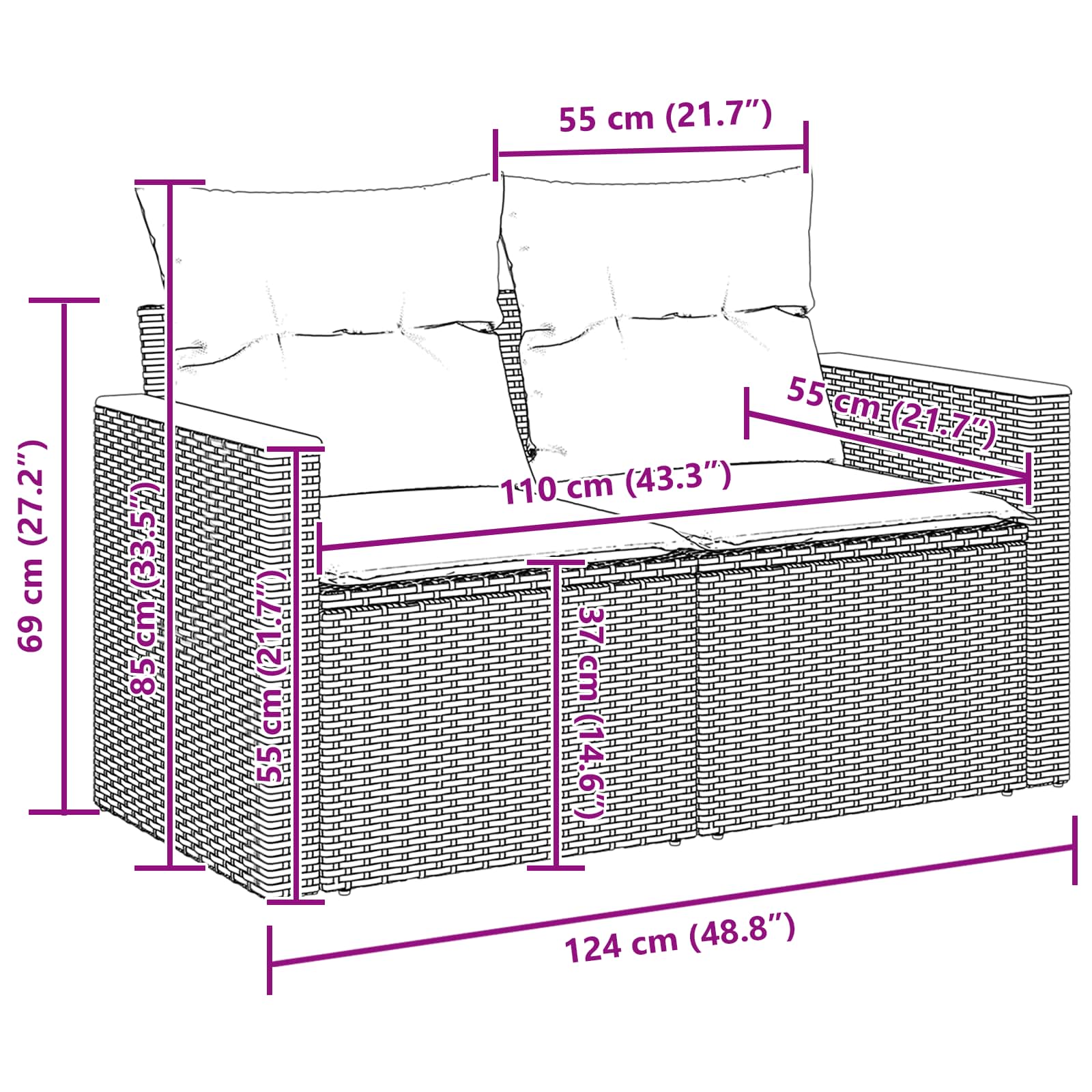 9 Stk Have Sofa Sæt med Puder Sort Poly Rattan Akacietræ, vidaXL 3 Stk Have Spisebord Sæt med Puder Sort Poly Rattan Akacietræ 10 8721288431134 wbg