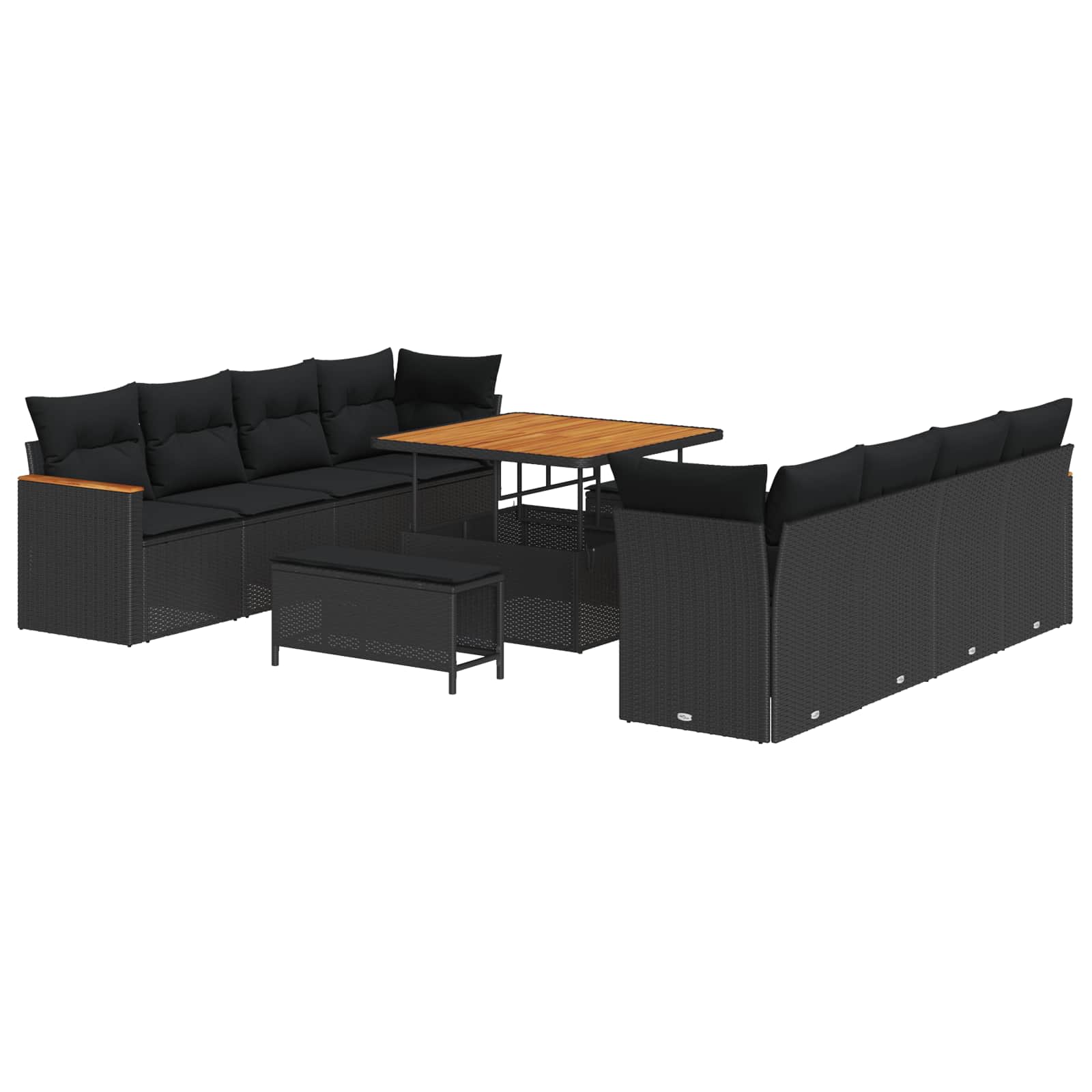 vidaXL Gartensofa-set 11 pcs Schwarz Poly-Rattan