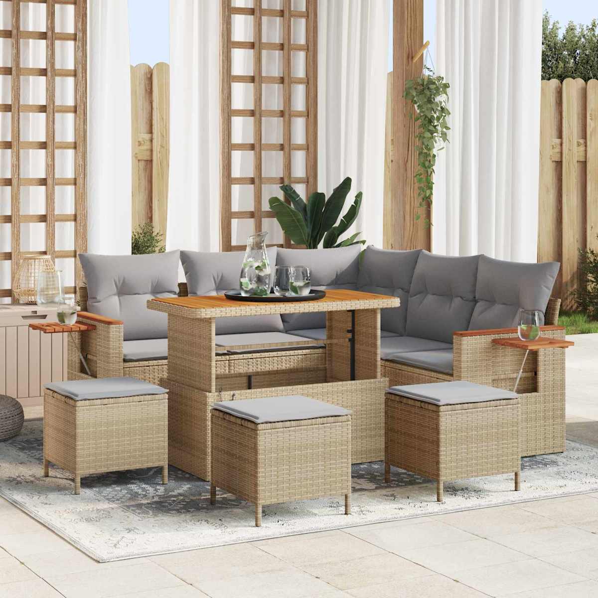 Havesofa Sæt 9 stk. polyrattan