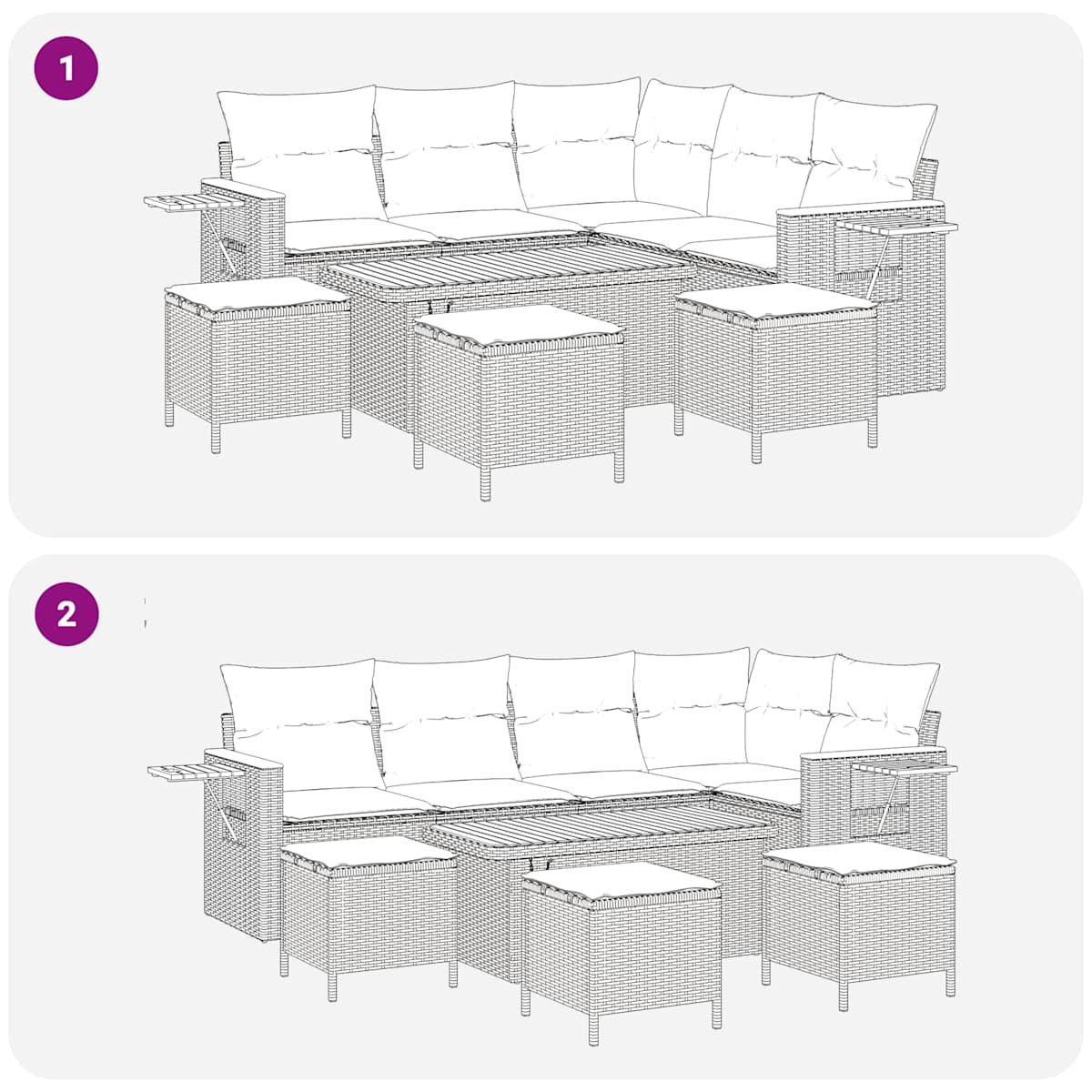 Havesofa Sæt 9 stk. polyrattan - Billede 11