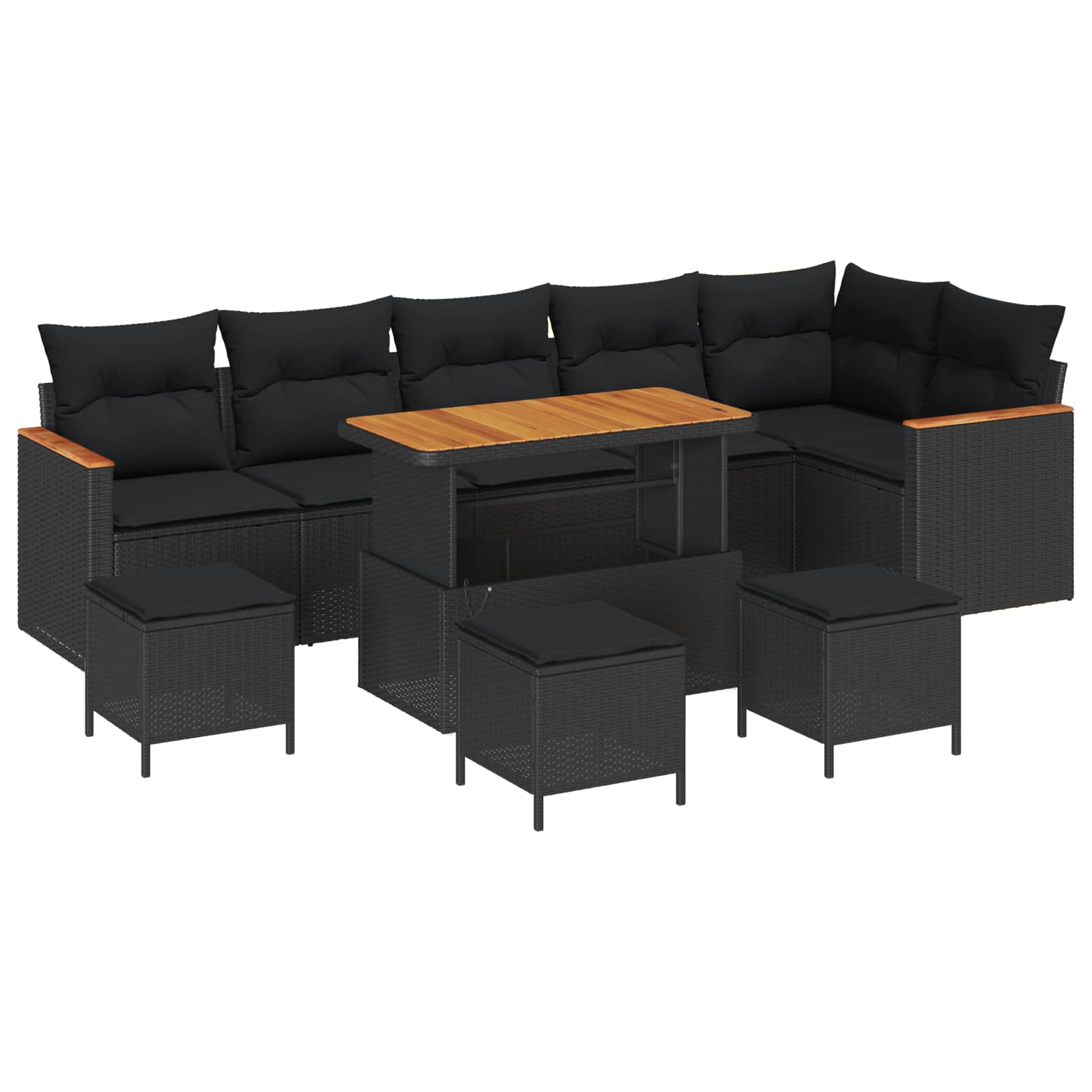 vidaXL Gartensofa-set 10 pcs Schwarz Poly-Rattan