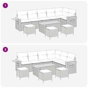 Sada zahradních pohovek 10 pcs Černá polyratan - obrázek 11