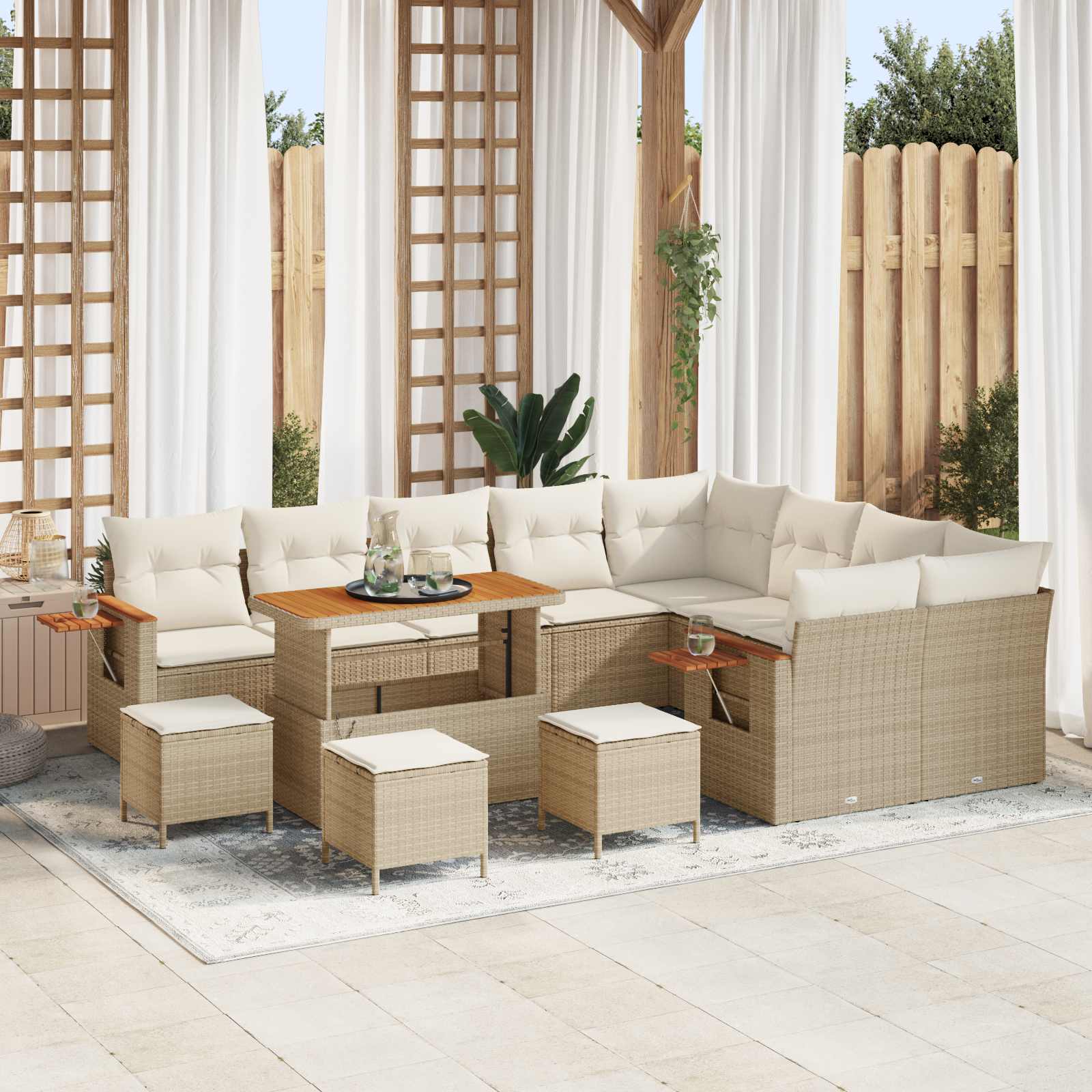vidaXL Puutarhasohva Setti 13 kpl Beige polyrottinki