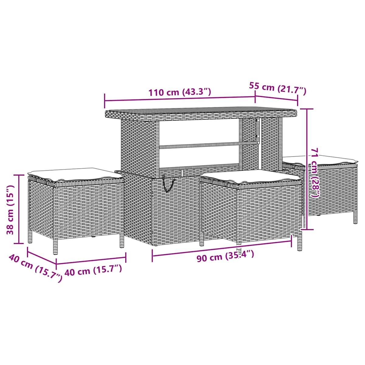 Havesofa Sæt 13 stk. polyrattan - Billede 11