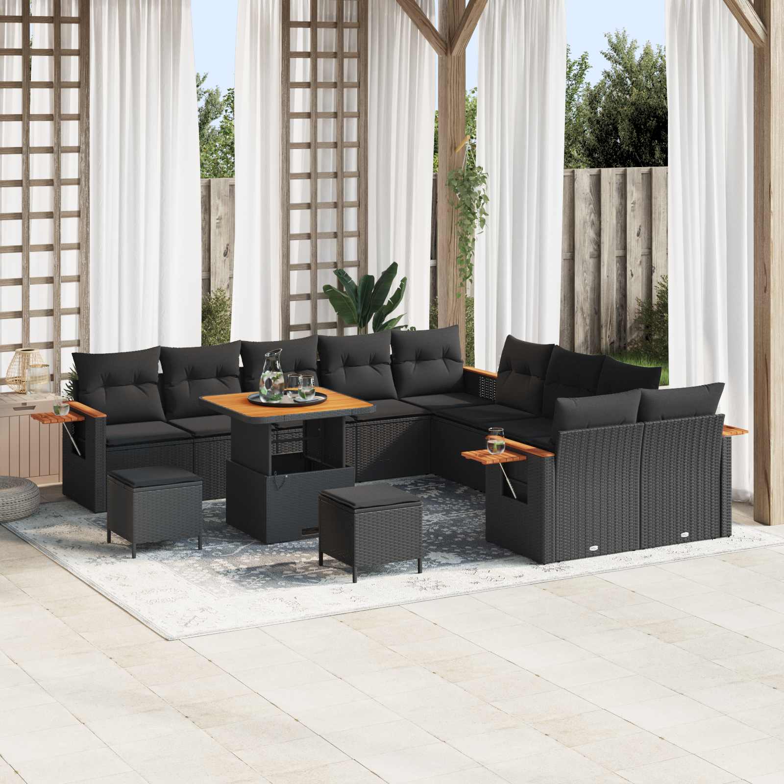 vidaXL Set de canapele pentru grădină 13 pcs Negru poliratan