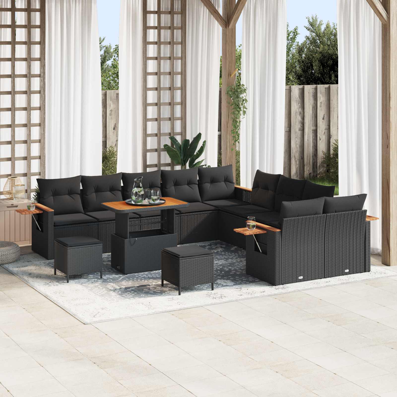 vidaXL Set de canapele pentru grădină 13 pcs Negru poliratan