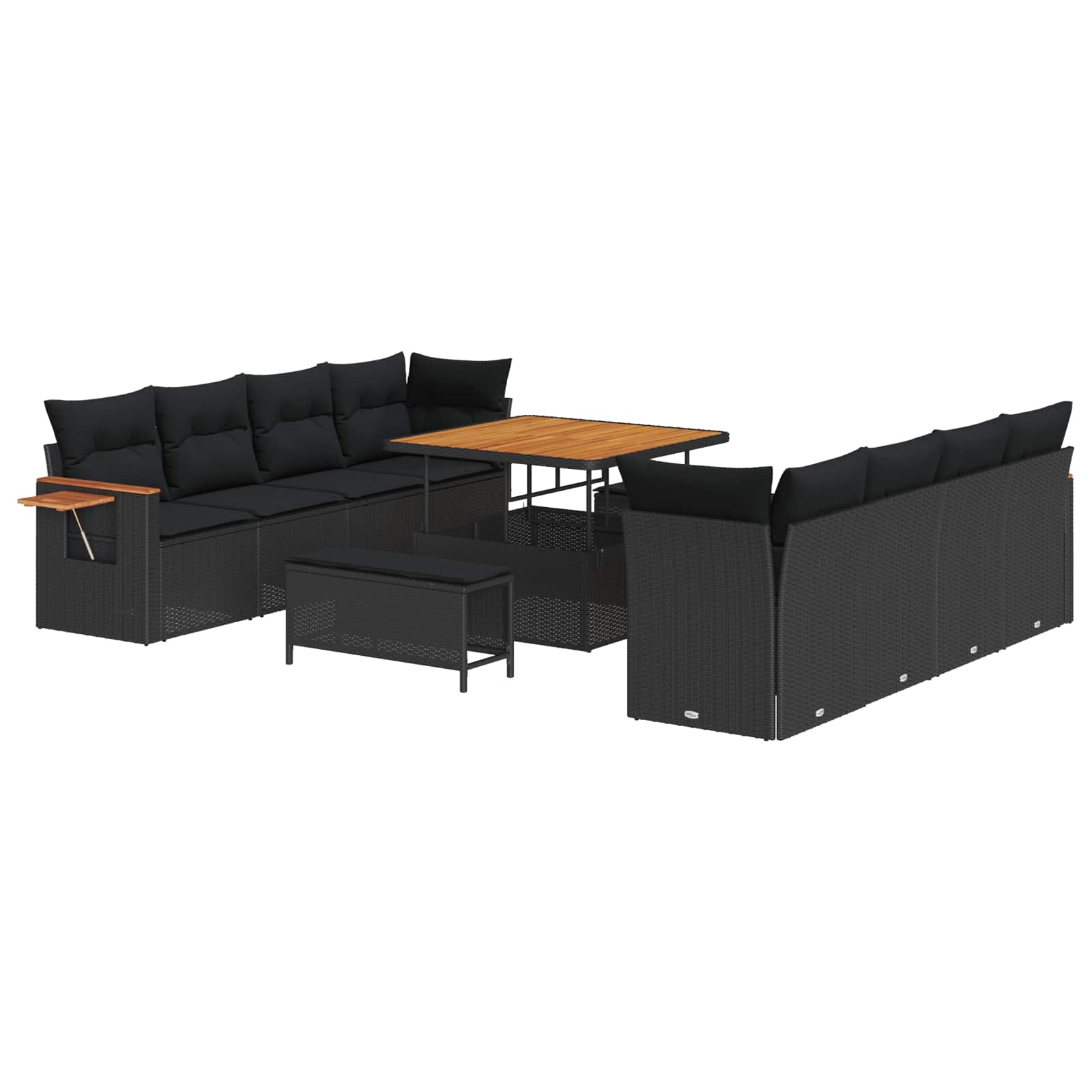 Thumbnail - vidaXL Gartensofa-set mit Kissen 11 pcs Schwarz