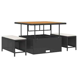 Vrtna sedežna garnitura z blazino 13 pcs Črna in krem - slika 4