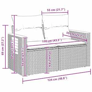 Vrtna sedežna garnitura z blazino 13 pcs Siva - slika 12